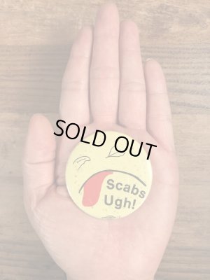 70’sのScabs Ugh!のスマイルフェイスのヴィンテージの缶バッチ