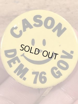 70年代頃のCason Dam.76 Gov.のスマイルフェイスのビンテージの缶バッジ