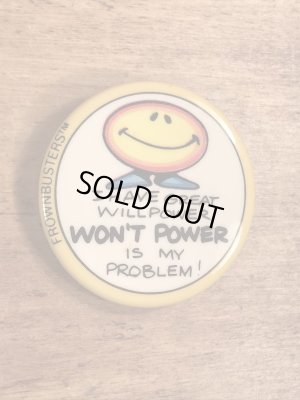 80年代頃のメッセージとスマイルが描かれたビンテージの缶バッチ