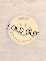 Smile Face “You're With PWP” Pinback　スマイル　ビンテージ　缶バッジ　企業物　缶バッチ　70年代〜