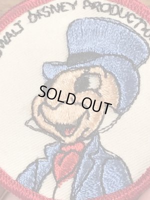 70年代頃のディズニーのジミニークリケットのビンテージの刺繡ワッペン