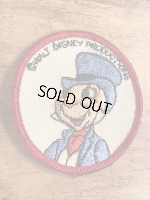 70年代頃のディズニーのジミニークリケットのビンテージの刺繡ワッペン