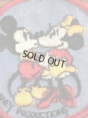 70年代頃のディズニーのミッキーとミニーマウスのビンテージの刺繡ワッペン