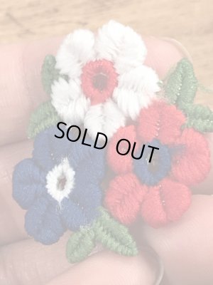 70’sのフラワーのヴィンテージの刺繡パッチ
