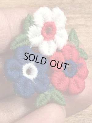 70年代頃の花のビンテージの刺繡ワッペン