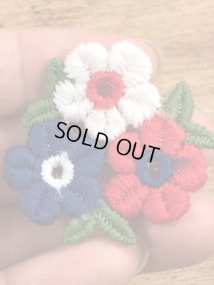 70年代頃の花のビンテージの刺繡ワッペン