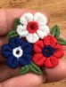 70年代頃の花のビンテージの刺繡ワッペン