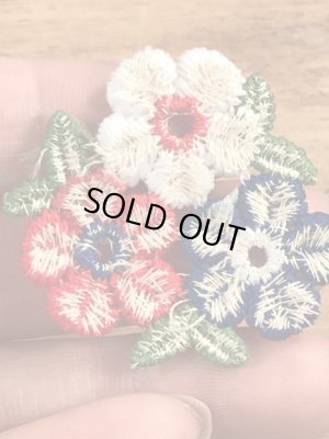 70’sのフラワーのヴィンテージの刺繡パッチ