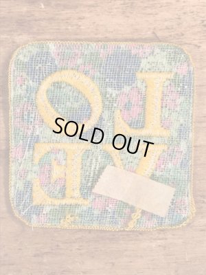 70’sの花柄のラブと書かれたヴィンテージの刺繡パッチ