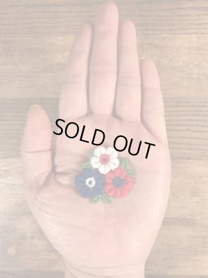 70年代頃の花のビンテージの刺繡ワッペン