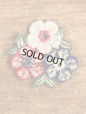 70’sのフラワーのヴィンテージの刺繡パッチ