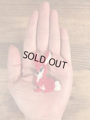 70年代頃のウサギのビンテージの刺繡ワッペン