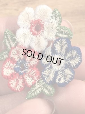 70年代頃の花のビンテージの刺繡ワッペン