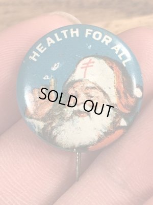 30〜40年代頃の総主教クロスのサンタクロースのビンテージの缶バッジ