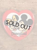 Disneyland Mickey & Minnie Mouse Heart Metal Pinback　ミッキー＆ミニーマウス　ビンテージ　缶バッジ　ディズニー　缶バッチ　70年代