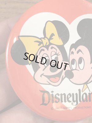 70年代頃のディズニーランドのミッキー&ミニーマウスのビンテージの缶バッジ