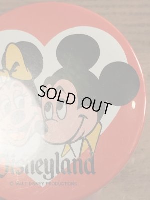 70’sのディズニーランドのミッキー&ミニーマウスのヴィンテージの缶バッチ