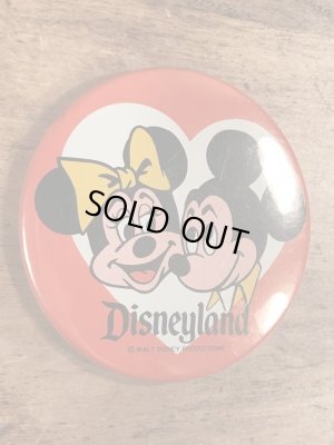 70年代頃のディズニーランドのミッキー&ミニーマウスのビンテージの缶バッジ