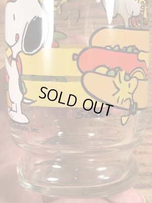 70〜80’sのホットドッグのスヌーピーのヴィンテージのガラスコップ