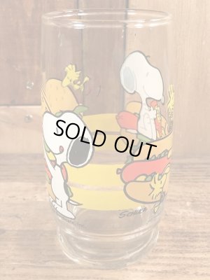 70〜80’sのホットドッグのスヌーピーのヴィンテージのガラスコップ