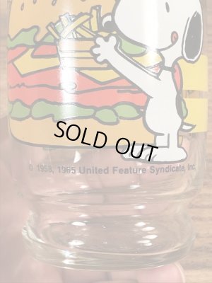 70〜80’sのホットドッグのスヌーピーのヴィンテージのガラスコップ