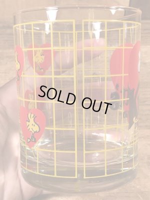 80’sのナッツベリーファームのスヌーピーのヴィンテージのガラスコップ