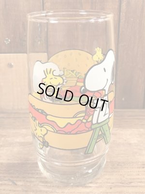 70〜80’sのホットドッグのスヌーピーのヴィンテージのガラスコップ