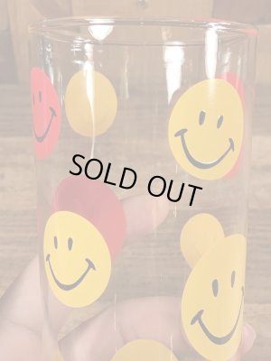 70年代頃のスマイルフェイスのビンテージのグラスコップ