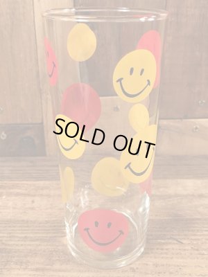 70年代頃のスマイルフェイスのビンテージのグラスコップ