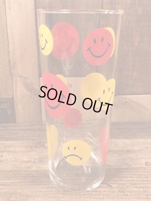 70’sのスマイルフェイスのヴィンテージのガラスコップ