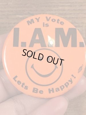 70年代頃のスマイルフェイスのビンテージの缶バッチ