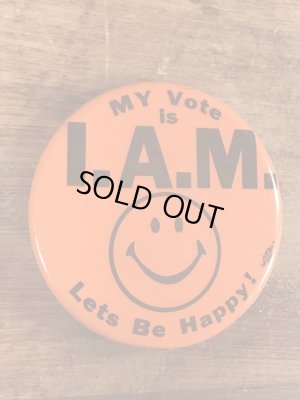 70年代頃のスマイルフェイスのビンテージの缶バッチ