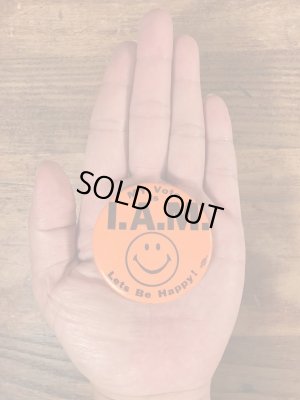 70年代頃のスマイルフェイスのビンテージの缶バッチ