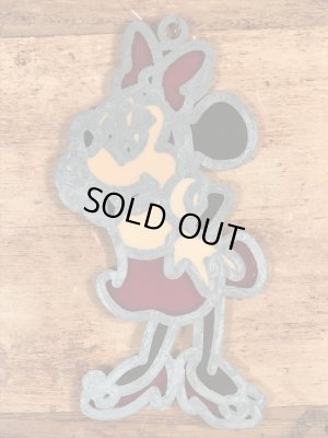 70年代頃のミニーマウスのヴィンテージのステンドグラス風オーナメント