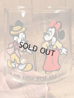 70年代頃のミッキー&ミニーマウスのビンテージのグラス