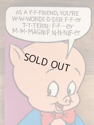 70年代のルーニーテューンズのポーキーピッグのビンテージのグリーティングカード