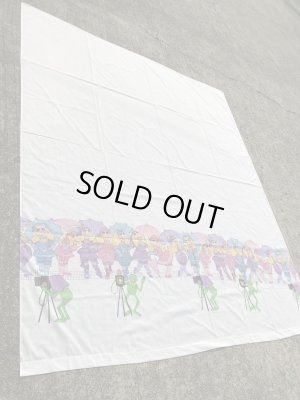 80年代のマペットショウのカーミットとミスピギーのヴィンテージのフラットシーツ