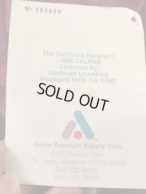 80年代のアドバタイジングキャラクターのカリフォルニアレーズンのヴィンテージのぬいぐるみ