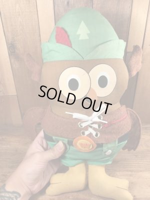 企業キャラクターのウッジーオウルのヴィンテージのぬいぐるみ