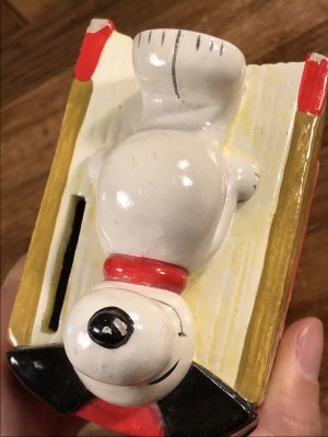 スヌーピー ビンテージ コインバンク 陶器 70年代