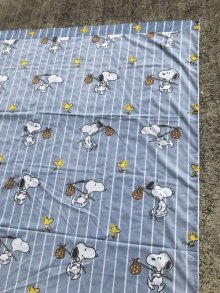 他の写真1: Peanuts Snoopy Stripe Flat Sheet　スヌーピー　ビンテージ　フラットシーツ　生地　70~80年代