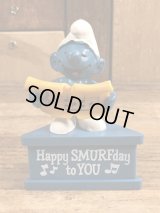 Schleich Smurf “Happy Smurfday To You” PVC Figure　スマーフ　ビンテージ　PVCフィギュア　70年代