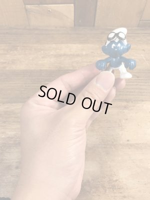 70年代頃のゴーグルをしたスーパースマーフのビンテージのPVCフィギュア