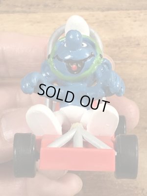 80’sのゴーカートに乗ったスーパースマーフのヴィンテージのPVC製フィギュア