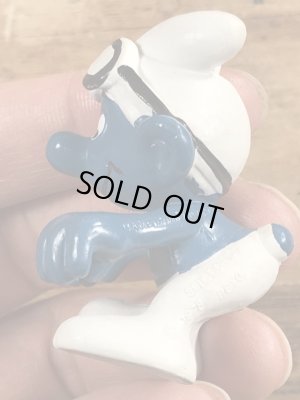 70’sのゴーグルをしたスーパースマーフのヴィンテージのPVC製フィギュア