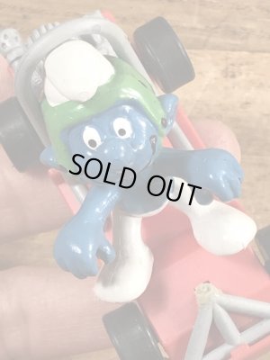 80’sのゴーカートに乗ったスーパースマーフのヴィンテージのPVC製フィギュア