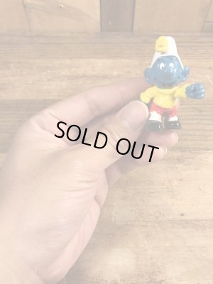 70’sのスキーをしているスマーフのヴィンテージのPVC製フィギュア