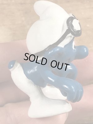 70’sのゴーグルをしたスーパースマーフのヴィンテージのPVC製フィギュア