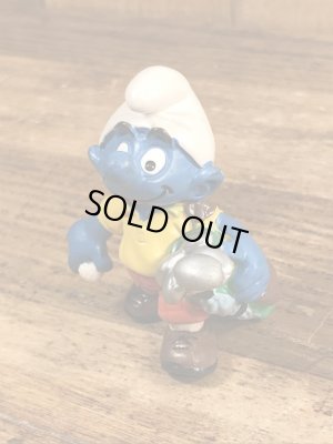 90’sのゴルフをしているSmurfのヴィンテージのPVC製フィギュア