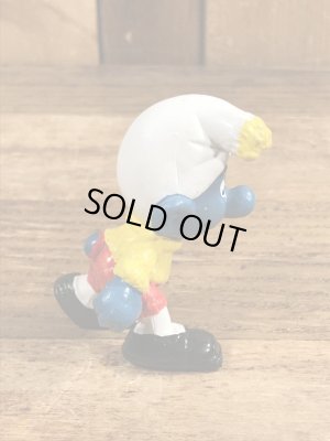 70年代頃のスキーをしているスマーフのビンテージのPVCフィギュア